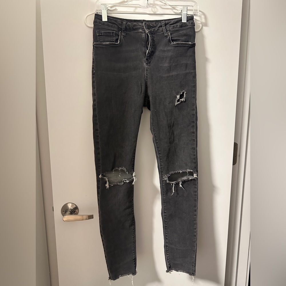 Topshop ripped jeans dark grey